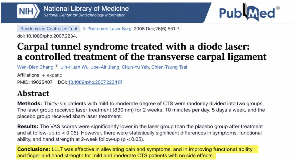 PubMed abstract: Carpal tunnel syndrome treated with a diode laser